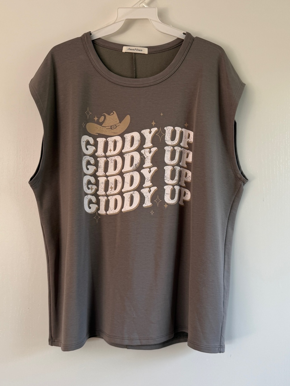 Western Cowboy Graphic Tee - Giddy Up Gray Fleece